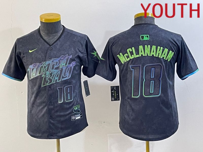 Youth Tampa Bay Rays 18 Mcclanahan Nike MLB Limited City Connect Black 2024 Jersey style 3